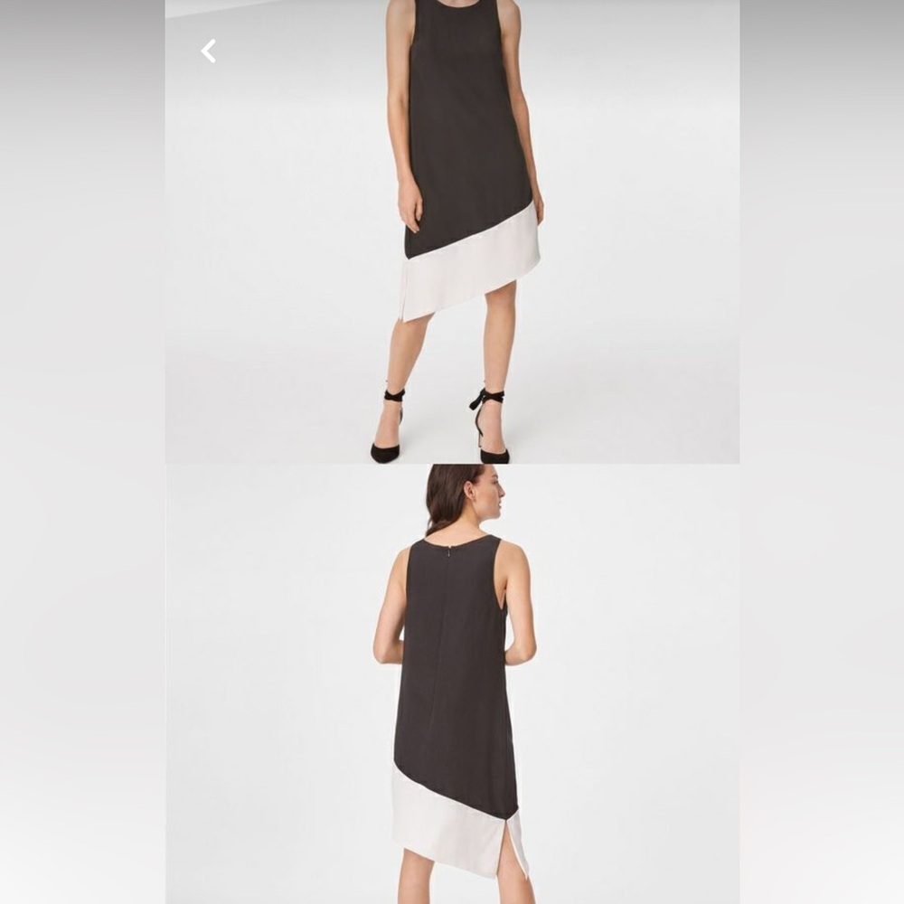 CLUB MONACO BLACK AND WHITE ASYMMETRICAL SILK DRESS 2